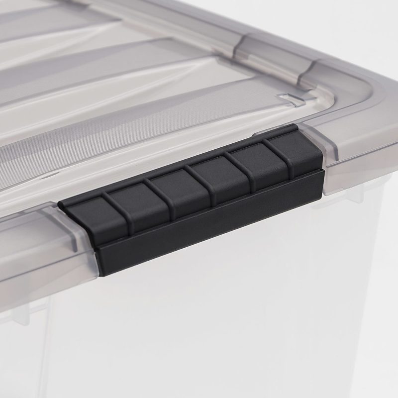 Iris® Stack & Pull™ Storage Boxes, 4.75 Gallon, Clear/Gray, Set Of 5 Boxes - Image 5