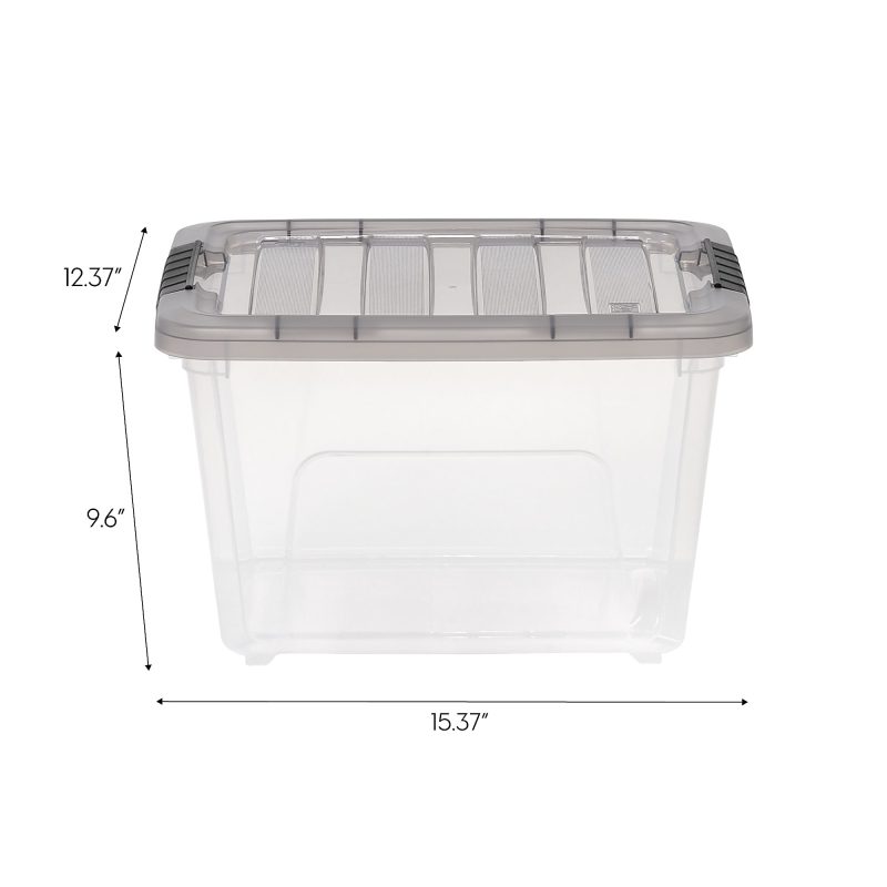 Iris® Stack & Pull™ Storage Boxes, 4.75 Gallon, Clear/Gray, Set Of 5 Boxes - Image 9