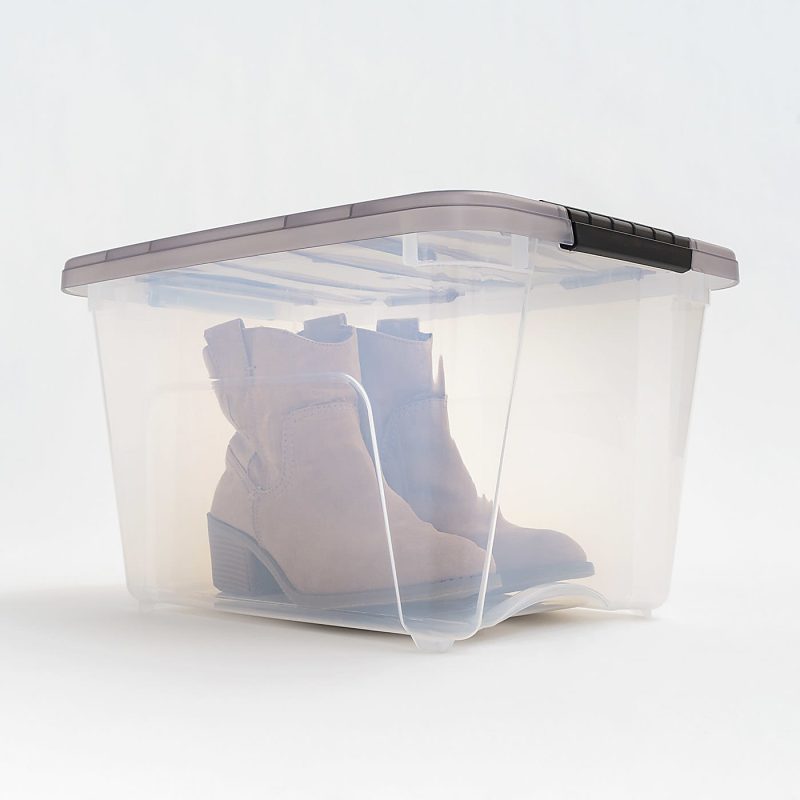 Iris® Stack & Pull™ Storage Boxes, 4.75 Gallon, Clear/Gray, Set Of 5 Boxes - Image 10