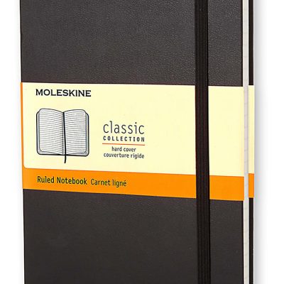 Moleskine Classic Hard Cover Notebook, 5” x 8-1/4”, Ruled, 240 Pages, Black