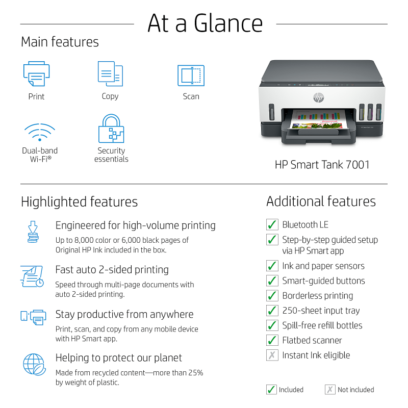 HP Smart Tank 7001 Wireless All-in-One Cartridge-free Ink Tank Color Printer With Up To 2 Years Of Ink Included (28B49A) - Image 4
