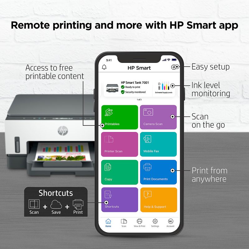 HP Smart Tank 7001 Wireless All-in-One Cartridge-free Ink Tank Color Printer With Up To 2 Years Of Ink Included (28B49A) - Image 7