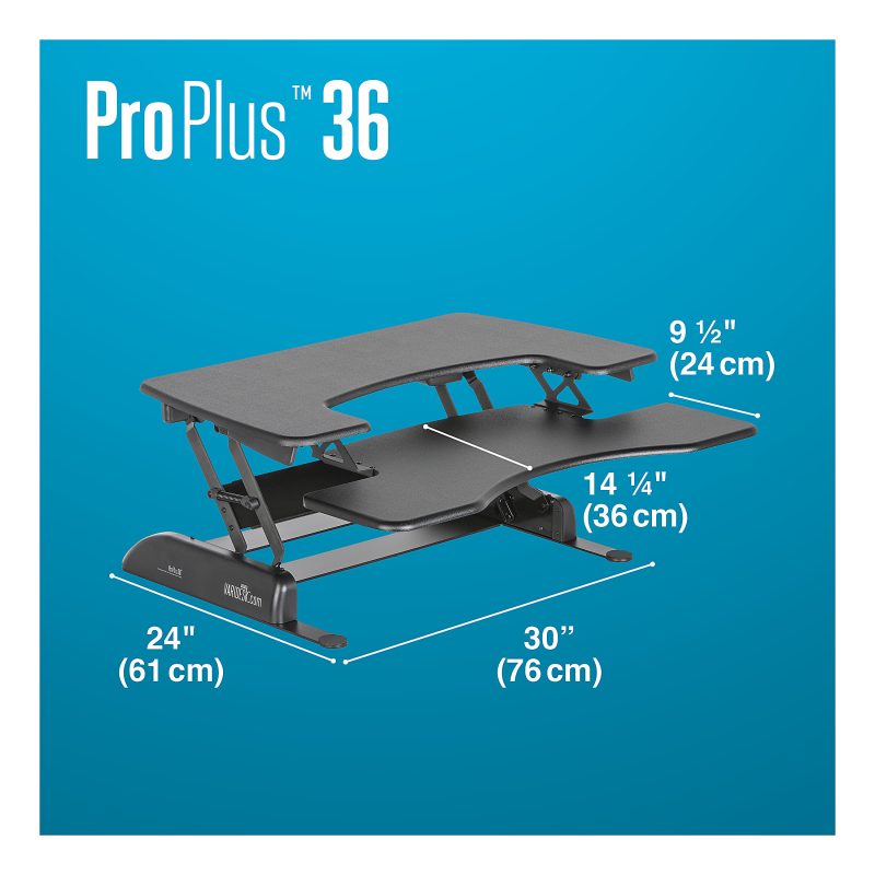 VariDesk ProPlus Manual Standing Desk Riser, 36"W x 41-3/4 "D, Black - Image 5