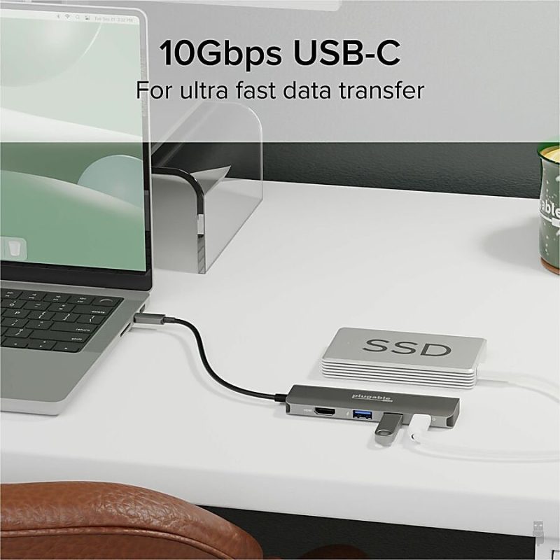 Plugable USB C Hub Multiport Adapter, 4 in 1, 100W Pass Through Charging USB C to HDMI 4K 60Hz - Multi USB Port Hub for Windows, Mac, Ipad Pro, Chromebook, Thunderbolt (USBC-4IN1) - Image 5