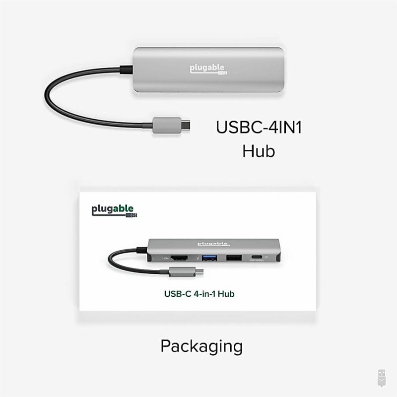 Plugable USB C Hub Multiport Adapter, 4 in 1, 100W Pass Through Charging USB C to HDMI 4K 60Hz - Multi USB Port Hub for Windows, Mac, Ipad Pro, Chromebook, Thunderbolt (USBC-4IN1) - Image 6