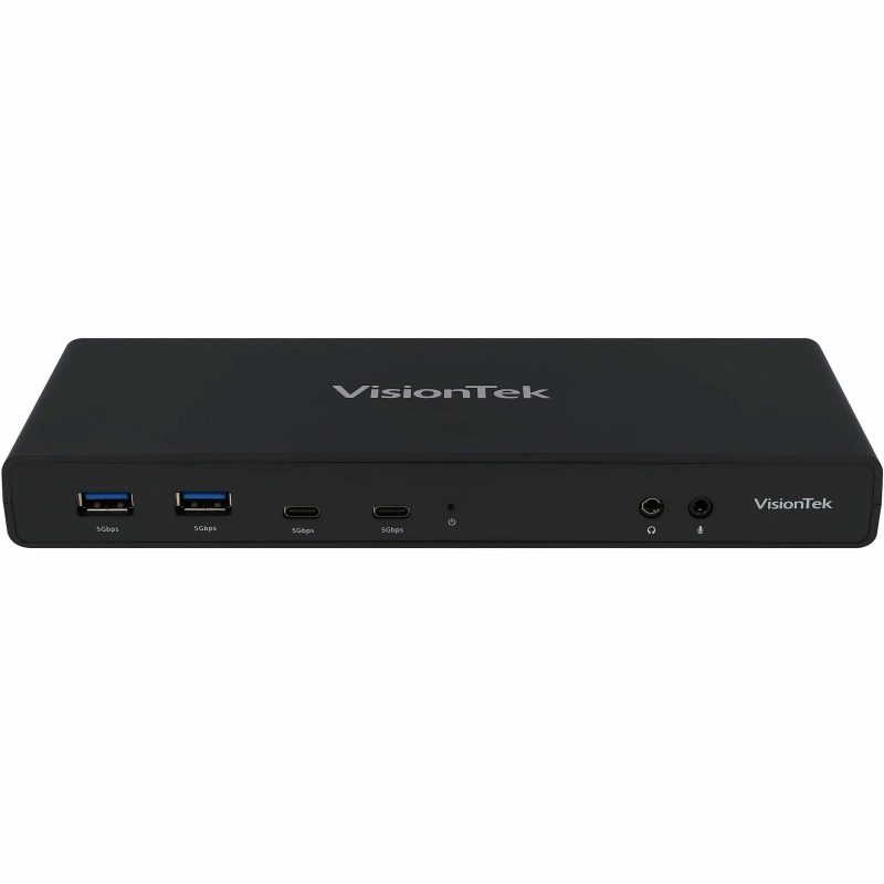 VisionTek VT4500 USB / USB-C Dual Monitor 4K Docking Station with 60W Power Delivery - 4 x USB 3.0 - 2x USB-C - 2x HDMI -2x DisplayPort - RJ-45 Ethernet - Audio Line In - Audio Line Out - Dock for Windows, Apple Mac including M1, Chromebook - Displaylink
