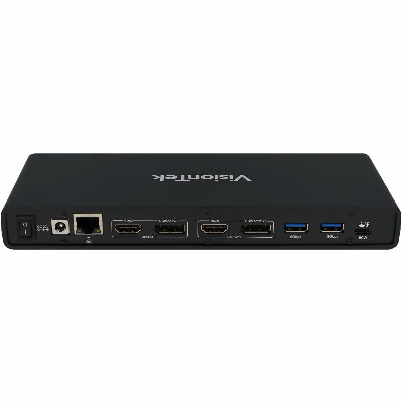 VisionTek VT4500 USB / USB-C Dual Monitor 4K Docking Station with 60W Power Delivery - 4 x USB 3.0 - 2x USB-C - 2x HDMI -2x DisplayPort - RJ-45 Ethernet - Audio Line In - Audio Line Out - Dock for Windows, Apple Mac including M1, Chromebook - Displaylink - Image 2