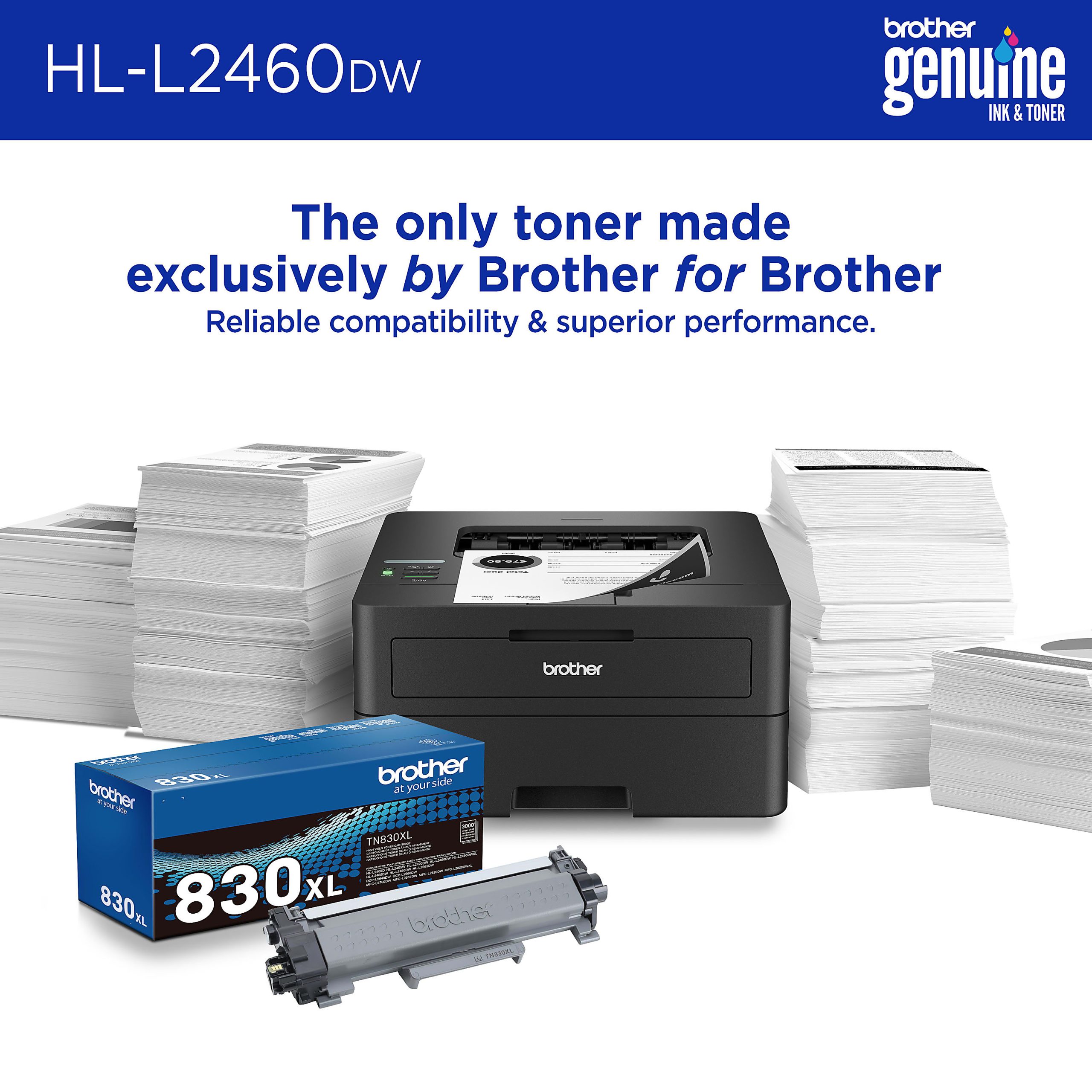 Brother HL-L2460DW Wireless Compact Monochrome Laser Printer, Duplex and Mobile Printing, Refresh EZ Print Eligibility - Image 4