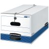Bankers Box® Stor/File™ Medium-Duty Storage Boxes With String & Button Closures And Built-In Handles, Letter Size, 24" x 12" x 10", 60% Recycled, White/Blue, Case Of 4