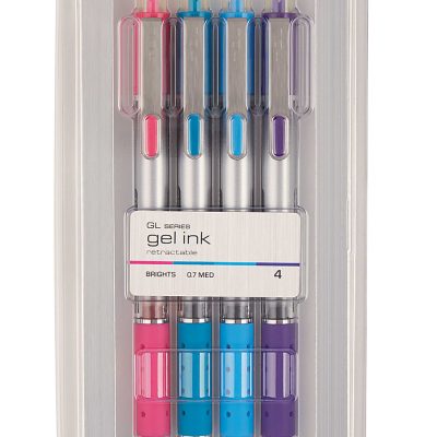 TUL® GL Series Retractable Gel Pens, Medium Point, 0.7 mm, Silver Barrel, Assorted Standard & Bright Ink Colors, Pack Of 14 Pens - Assorted,4