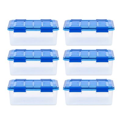 Iris Ultimate Weathertight Storage Boxes, 17-7/16”L x 16-3/16”W x 10-1/4”H, 16 Qt, Clear, Set Of 6 Boxes