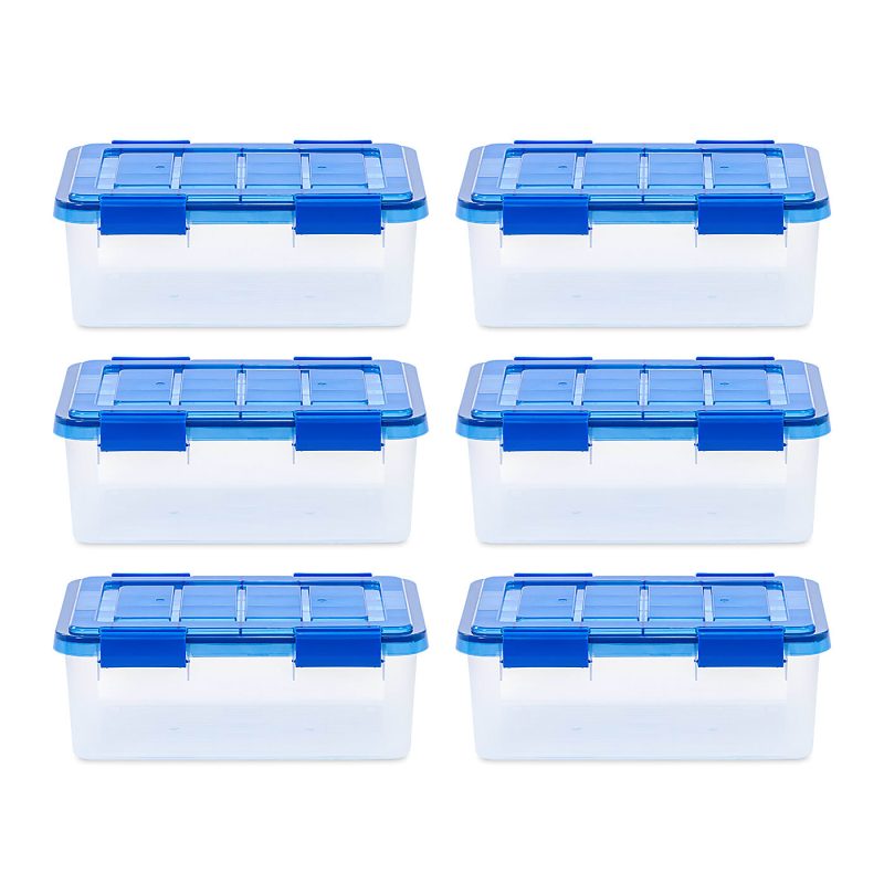 Iris Ultimate Weathertight Storage Boxes, 17-7/16”L x 16-3/16”W x 10-1/4”H, 16 Qt, Clear, Set Of 6 Boxes