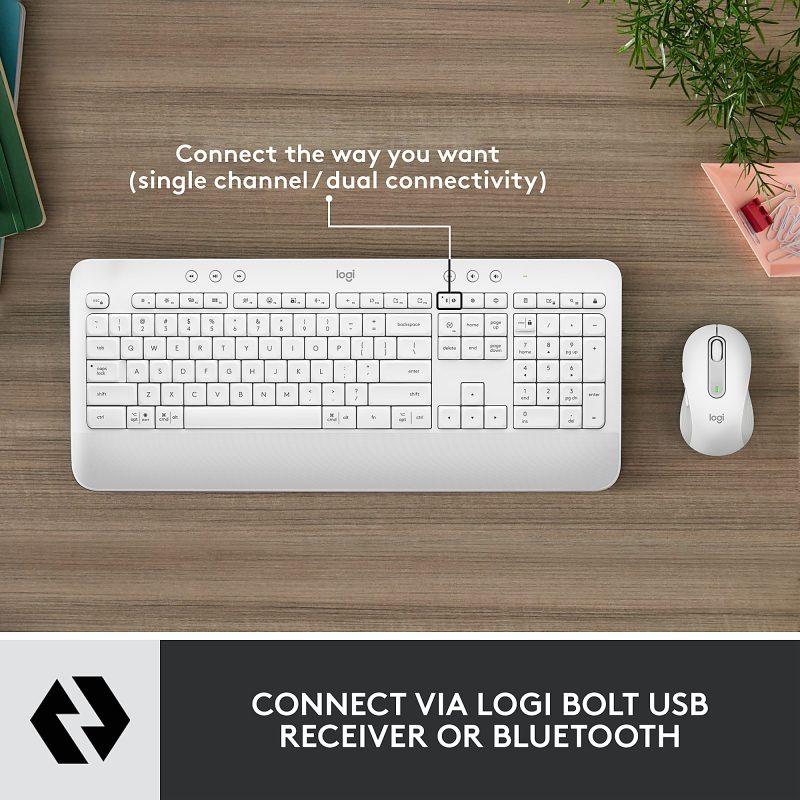 Logitech Signature MK650 Combo For Business Wireless Mouse and Keyboard Combo, Off White - Image 3
