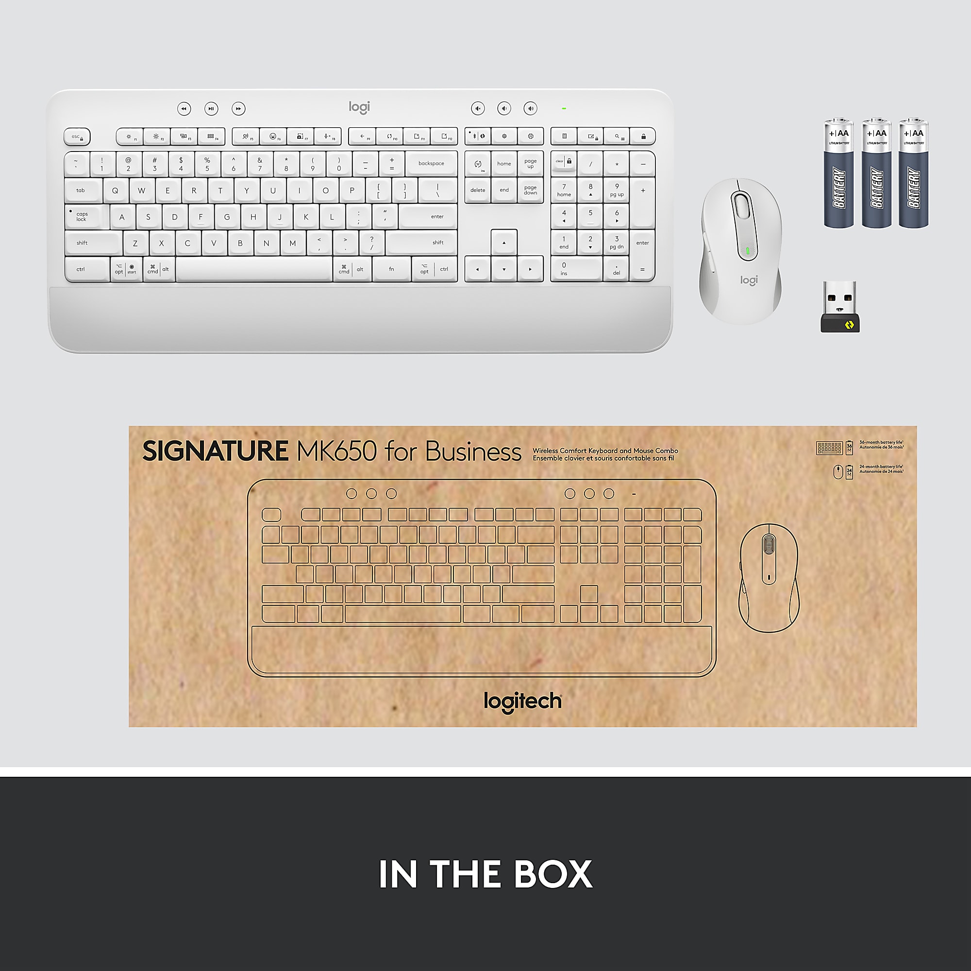 Logitech Signature MK650 Combo For Business Wireless Mouse and Keyboard Combo, Off White - Image 10