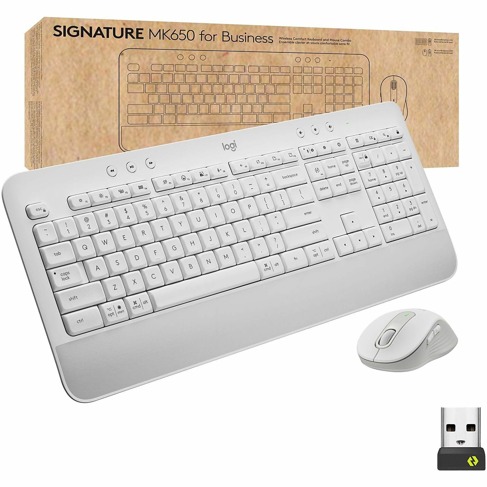 Logitech Signature MK650 Combo For Business Wireless Mouse and Keyboard Combo, Off White - Image 11