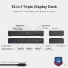 Plugable 13-in-1 USB-C Triple Monitor Laptop Docking Station with 100W Charging, 20W USB-C Charging - 3x HDMI - Compatible with Windows, Mac with USB-C/Thunderbolt (Ethernet, 5x USB, 1x USB-C, SD Card) - Image 2