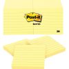 Post-it Notes, 12 Pads, 3 in x 3 in, Clean Removal, School Supplies and Office Products, Sticky Notes for Vertical Surfaces, Monitors, Walls and Windows, Canary Yellow, Lined