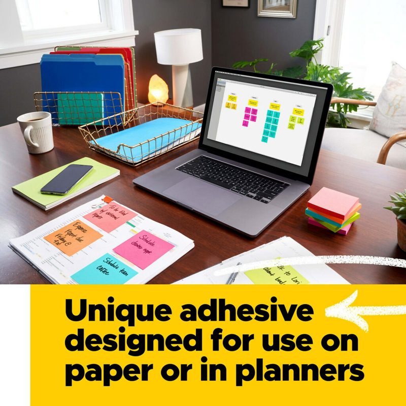 Post-it Notes, 12 Pads, 3 in x 3 in, Clean Removal, School Supplies and Office Products, Sticky Notes for Vertical Surfaces, Monitors, Walls and Windows, Canary Yellow, Lined - Image 4