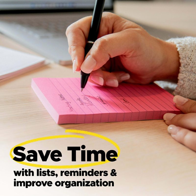 Post-it Notes, 12 Pads, 3 in x 3 in, Clean Removal, School Supplies and Office Products, Sticky Notes for Vertical Surfaces, Monitors, Walls and Windows, Canary Yellow, Lined - Image 8