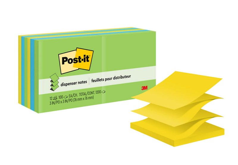 Post-it Pop Up Notes, 18 Pads, 3 in x 3 in, Clean Removal, School Supplies and Office Products, Sticky Notes for Vertical Surfaces, Monitors, Walls and Windows, Floral Fantasy Collection - Assorted,12
