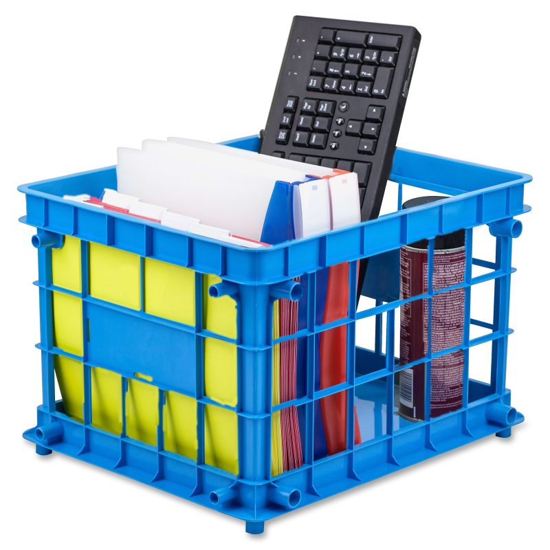 Storex Stackable Storage Crates, Medium Size,  11 2/10" x 14 3/10" x 17 3/10", Assorted Colors, Set Of 3 - Image 3