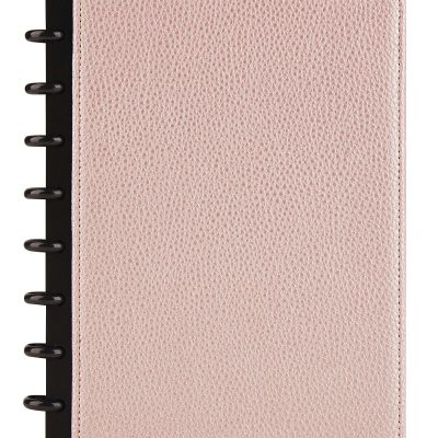 TUL® Discbound Notebook With Pebbled Leather Cover, Junior Size, Narrow Ruled, 60 Sheets, Rose Gold