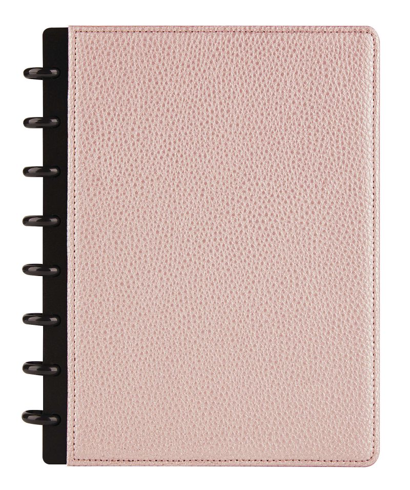TUL® Discbound Notebook With Pebbled Leather Cover, Junior Size, Narrow Ruled, 60 Sheets, Rose Gold