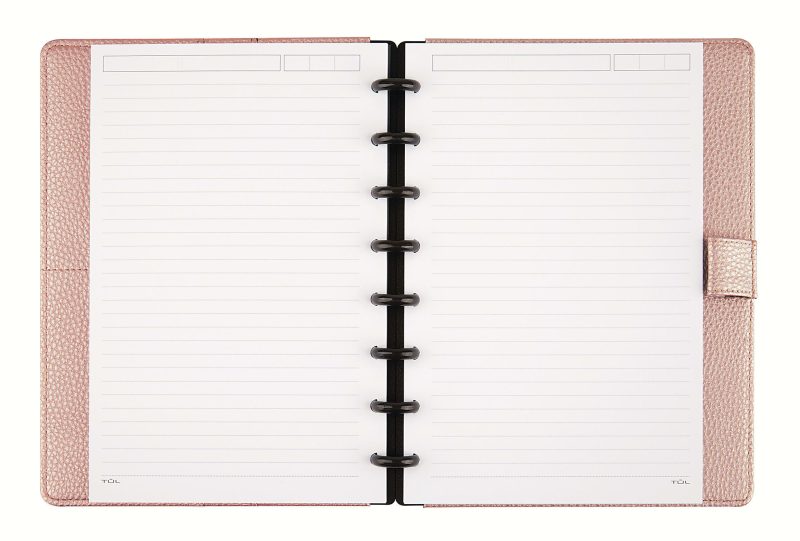 TUL® Discbound Notebook With Pebbled Leather Cover, Junior Size, Narrow Ruled, 60 Sheets, Rose Gold - Image 2