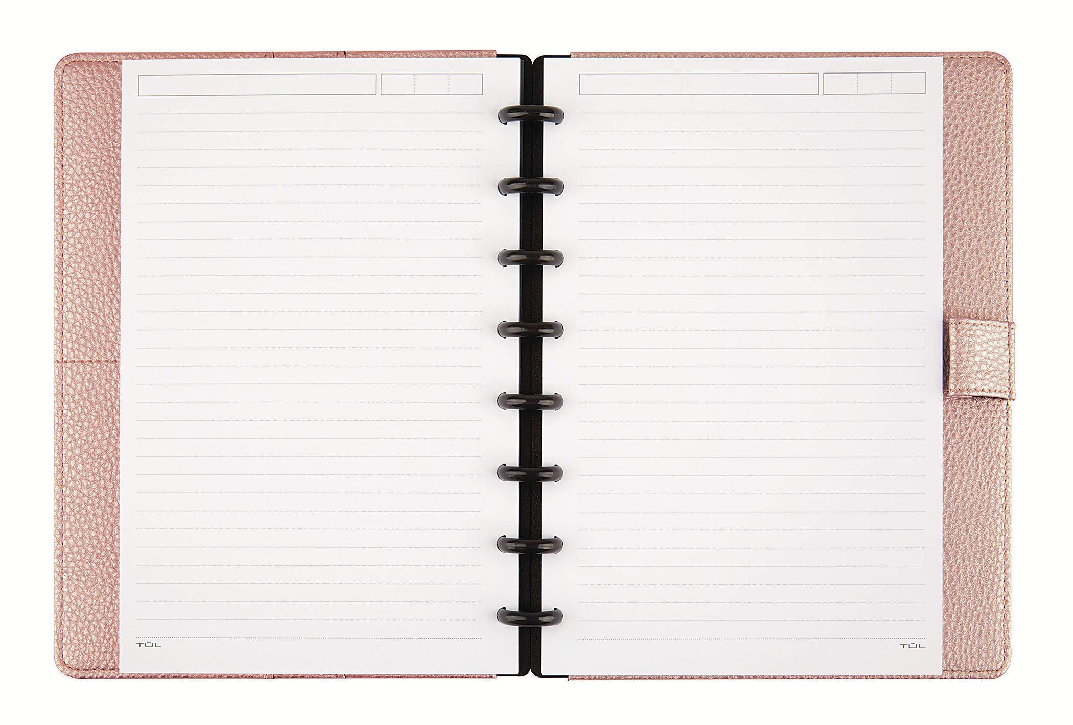 TUL® Discbound Notebook With Pebbled Leather Cover, Junior Size, Narrow Ruled, 60 Sheets, Rose Gold - Image 2