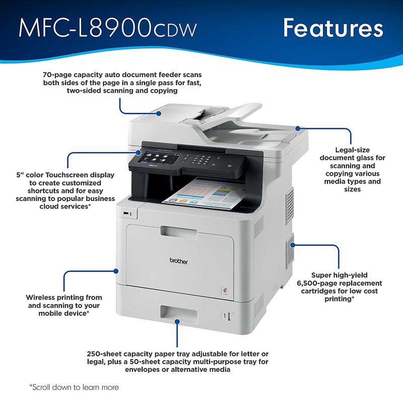 Brother® Business MFC-L8900CDW Wireless Laser All-In-One Color Printer - Image 2