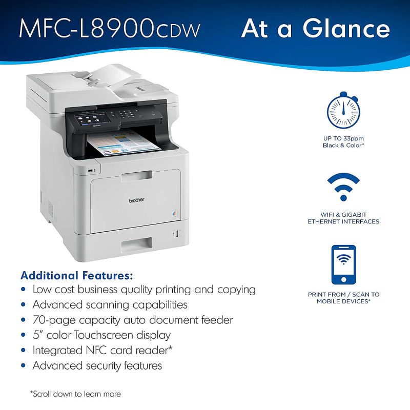 Brother® Business MFC-L8900CDW Wireless Laser All-In-One Color Printer - Image 3