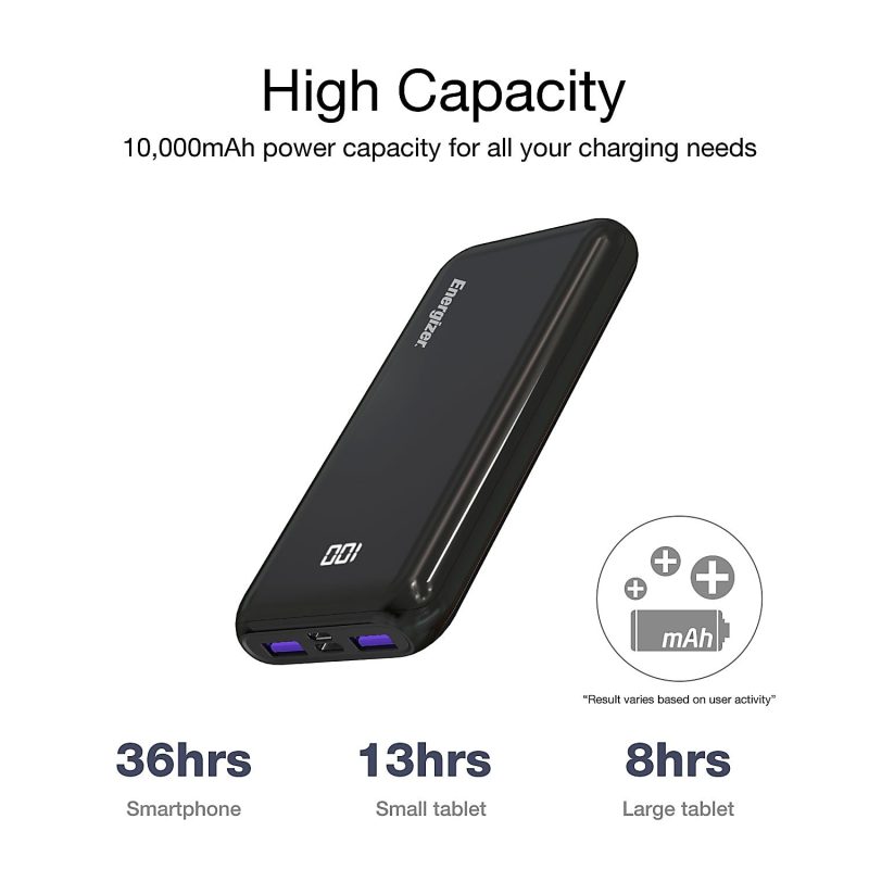 Energizer® 10,000 mAh Ultimate Power Bank, Black, UE10011PQ - Image 4