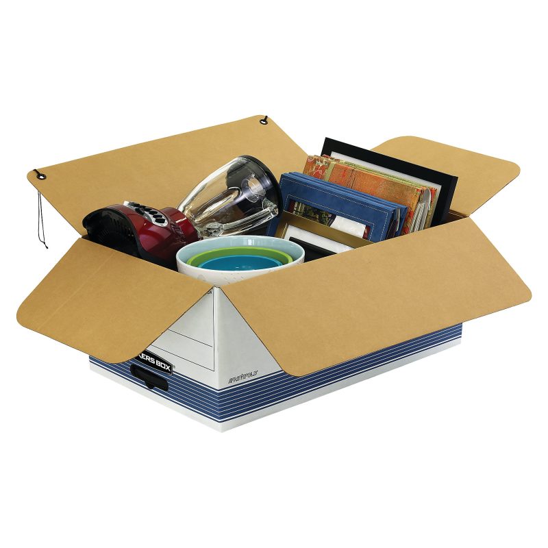 Bankers Box® Stor/File™ Standard-Duty Storage Boxes With Locking Lift-Off Lids And Built-In Handles, Legal Size, 24" x 15" x 10", 60% Recycled White/Blue, Case Of 3 - Image 5