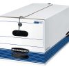 Bankers Box® Stor/File™ Medium-Duty Storage Boxes With Locking Lift-Off Lids And Built-In Handles, Letter Size, 24“ x 12" x 10", 60% Recycled, White/Blue, Case Of 3 - Image 2