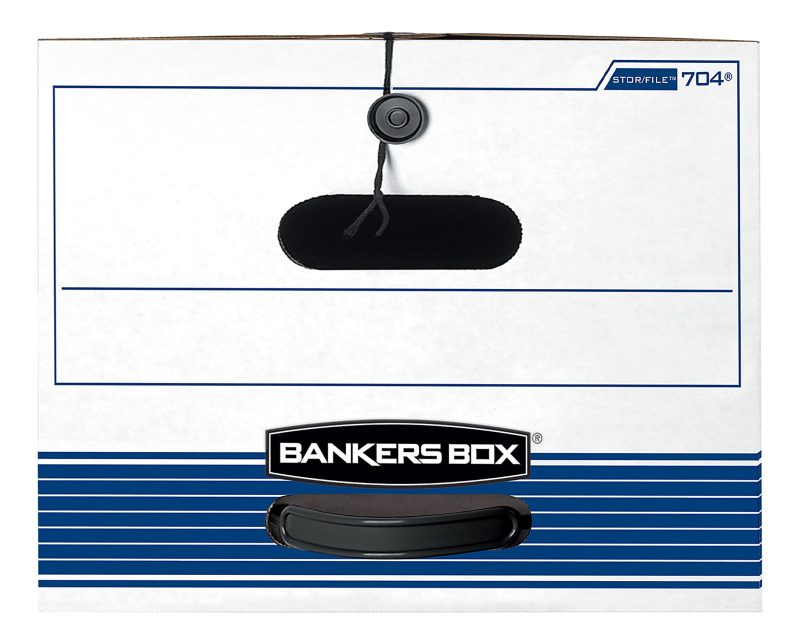 Bankers Box® Stor/File™ Medium-Duty Storage Boxes With Locking Lift-Off Lids And Built-In Handles, Letter Size, 24“ x 12" x 10", 60% Recycled, White/Blue, Case Of 3 - Image 3