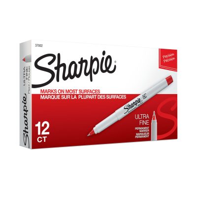 Sharpie® Glam Pop Permanent Markers, Ultra-Fine Point, Assorted Colors, Pack Of 24 Markers - Red,12