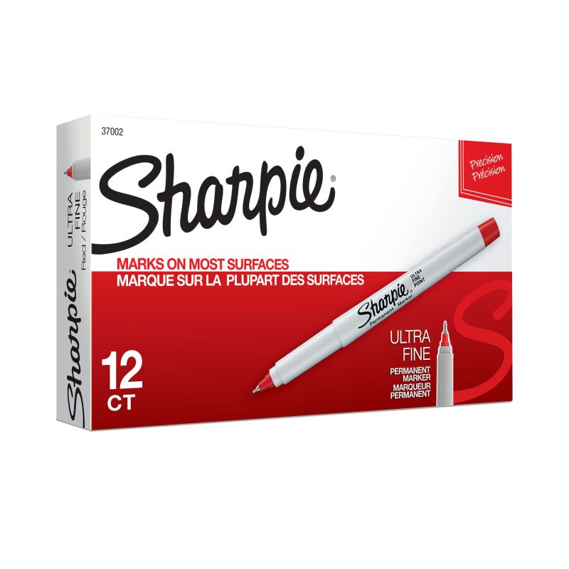 Sharpie® Glam Pop Permanent Markers, Ultra-Fine Point, Assorted Colors, Pack Of 24 Markers - Red,12