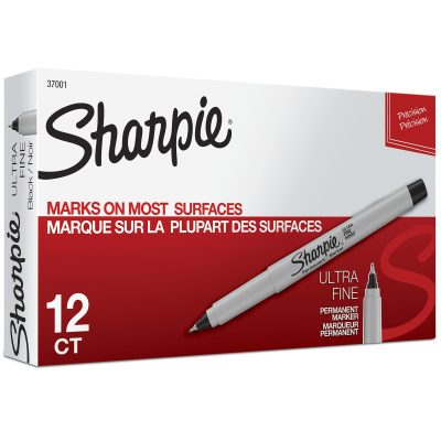 Sharpie® Glam Pop Permanent Markers, Ultra-Fine Point, Assorted Colors, Pack Of 24 Markers - Black,12