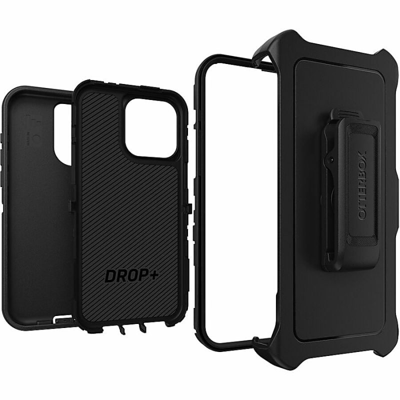 OtterBox Defender Carrying Case (Holster) Apple iPhone 15 Pro Max Smartphone - Black - Drop Resistant, Scrape Resistant, Dirt Resistant, Bump Resistant, Impact Absorbing, Dust Resistant - Polycarbonate, Synthetic Rubber Body - Holster - Image 6