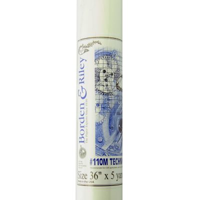 Borden & Riley #110M Technical Vellum, 36" x 15', Bright White, Roll Of 50 Sheets, Pack Of 2