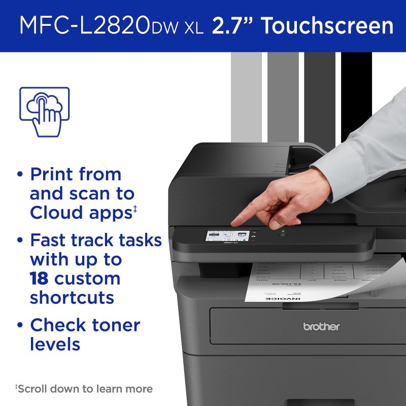 Brother MFC-L2820DW XL Wireless Compact Monochrome All-in-One Laser Printer with up to 4,200 pages of toner included - Image 7