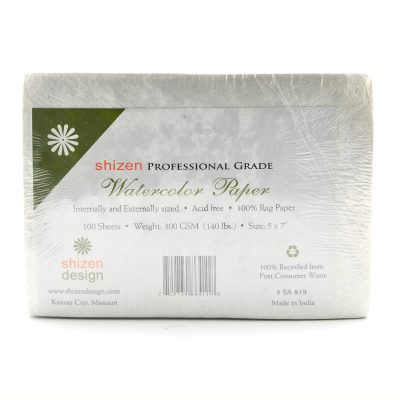 Shizen Design Professional-Grade Watercolor Paper, Clean Edges, 5" x 7", 100% Recycled, Pack Of 100 Sheets