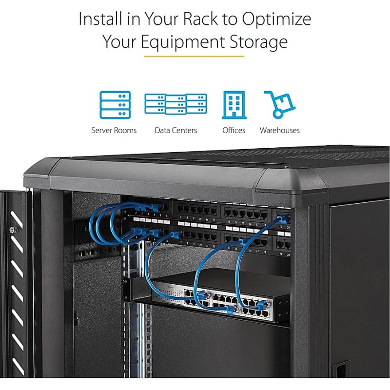 StarTech.com 2U Server Rack Cabinet Shelf - Fixed 22" Deep Cantilever Rackmount Tray for 19" Data/AV/Network Enclosure w/cage nuts, screws - 2U 19in server rack cabinet shelf 22in deep - Image 5