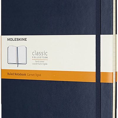 Moleskine Classic Hard Cover Notebook, 7-1/2" x 10", Ruled, 192 Pages, Sapphire Blue
