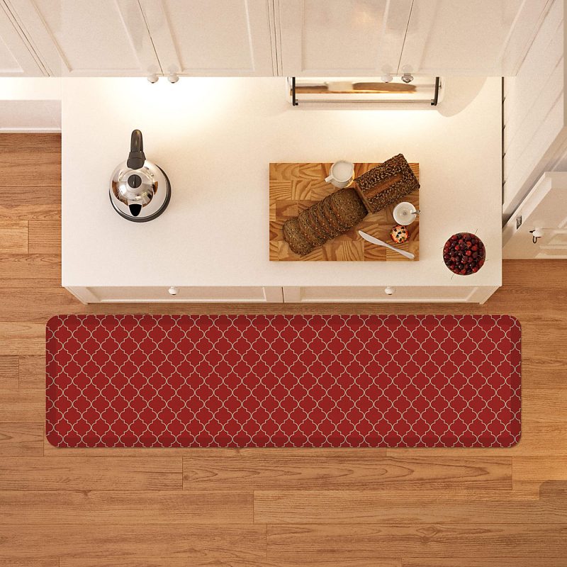 GelPro Designer Comfort Polyurethane Anti-Fatigue Mat For Hard Floors, 20” x 72”, Trellis Red - Image 2