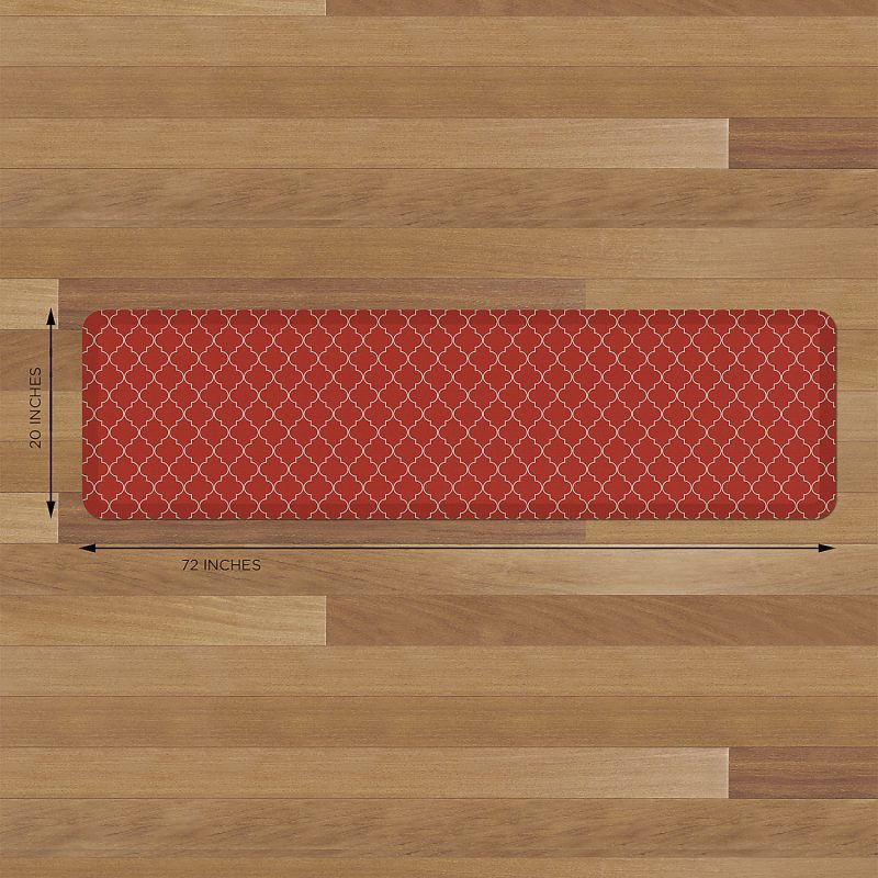 GelPro Designer Comfort Polyurethane Anti-Fatigue Mat For Hard Floors, 20” x 72”, Trellis Red - Image 3
