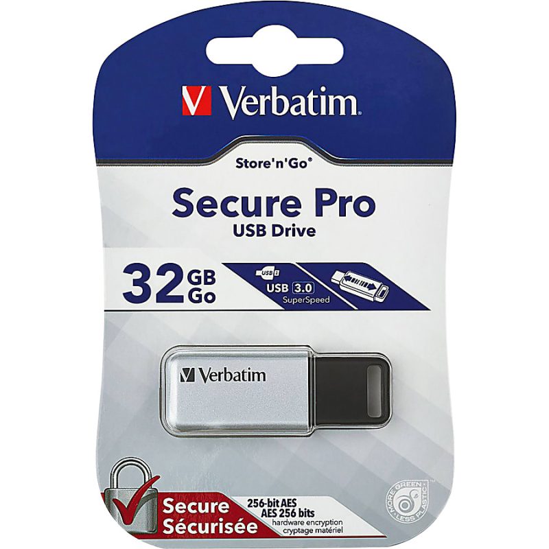 Verbatim Store 'n' Go Secure Pro 32GB USB 3.0 Flash Drive, Silver - Image 3