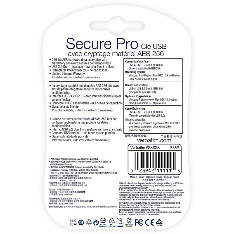 Verbatim Store 'n' Go Secure Pro 32GB USB 3.0 Flash Drive, Silver - Image 5