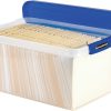 Bankers Box® Heavy-Duty Plastic Storage Bin, Extra Deep 20" Letter-size, 10-3/8" x 14-1/4", TAA Compliant, Clear/Blue, Pack of 1 - Image 2