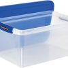 Bankers Box® Heavy-Duty Plastic Storage Bin, Extra Deep 20" Letter-size, 10-3/8" x 14-1/4", TAA Compliant, Clear/Blue, Pack of 1 - Image 3